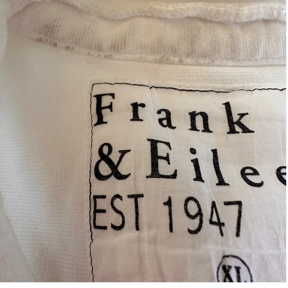 Frank &‎ Eileen Joann French Terry Button Down Shirt White Raw Edge Pocket - Picture 10 of 16